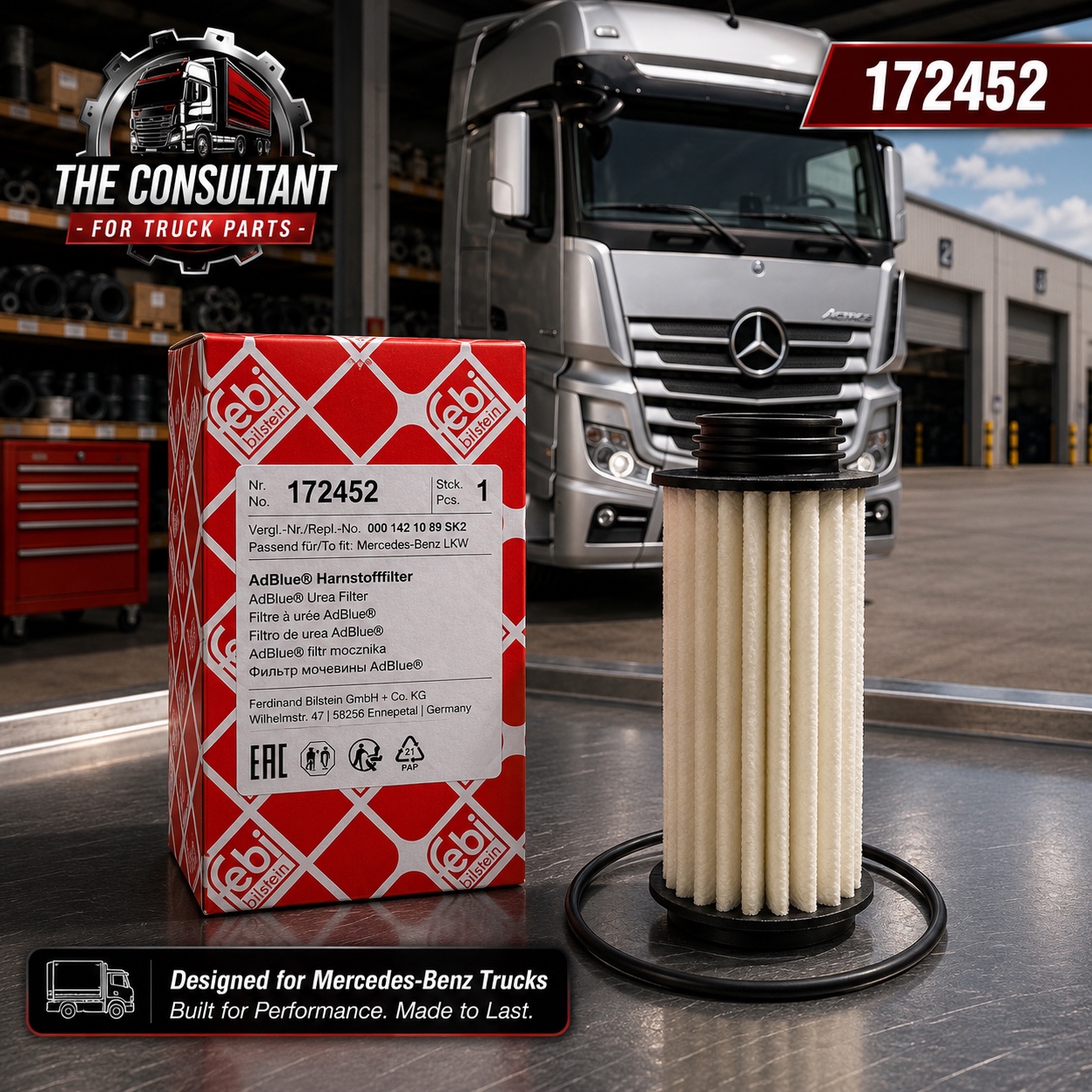 Part 172452 AdBlue Urea Filter for Mercedes-Benz trucks